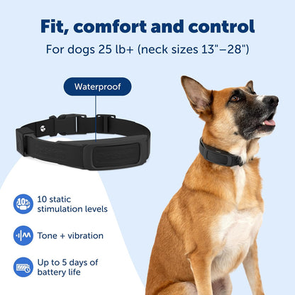 Subscription free wireless pet barrier kit including the main receiver unit and boundary training flags.