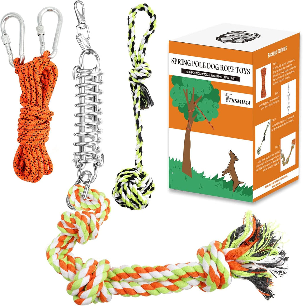 Packaging contents of the imported high energy dog training spring pole kit