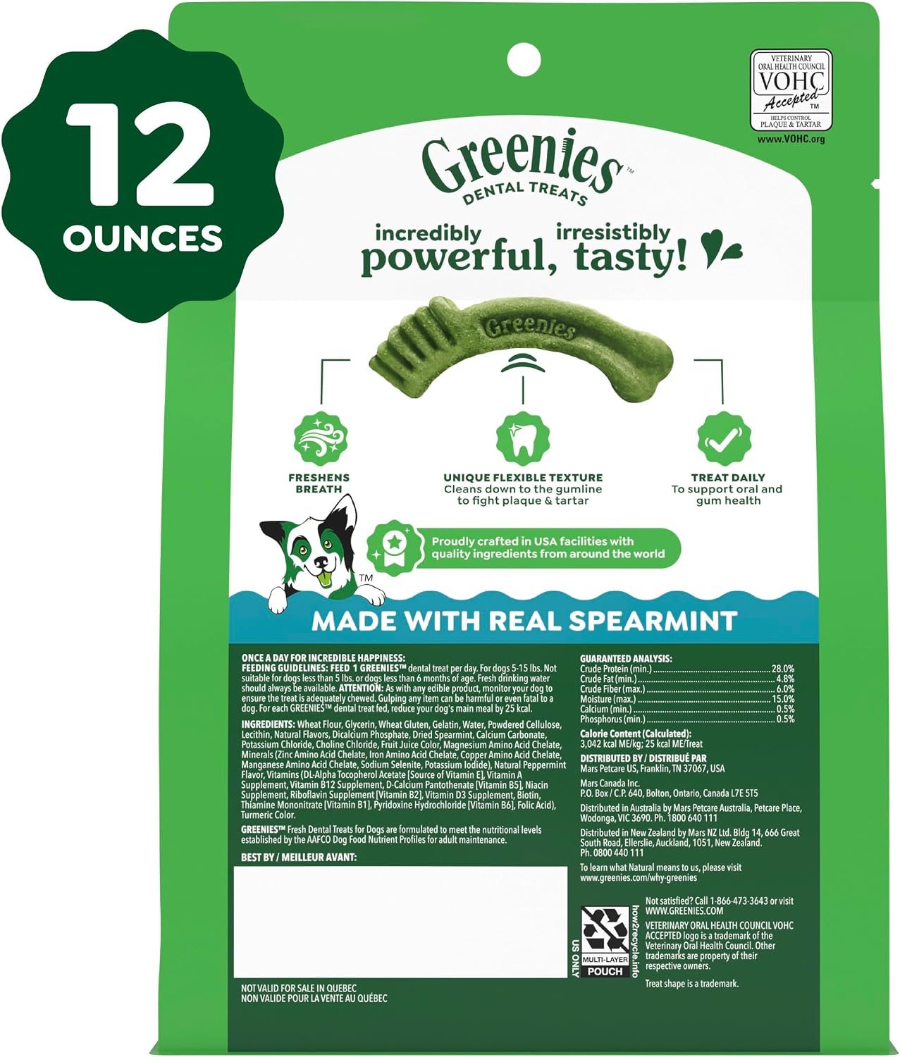 Greenies Dog Treats Veterinarian-Recommended Natural Dental Treats for Dogs, Teenie Size, Fresh Flavor, 12 oz. Pack, 43 Count - Image 10