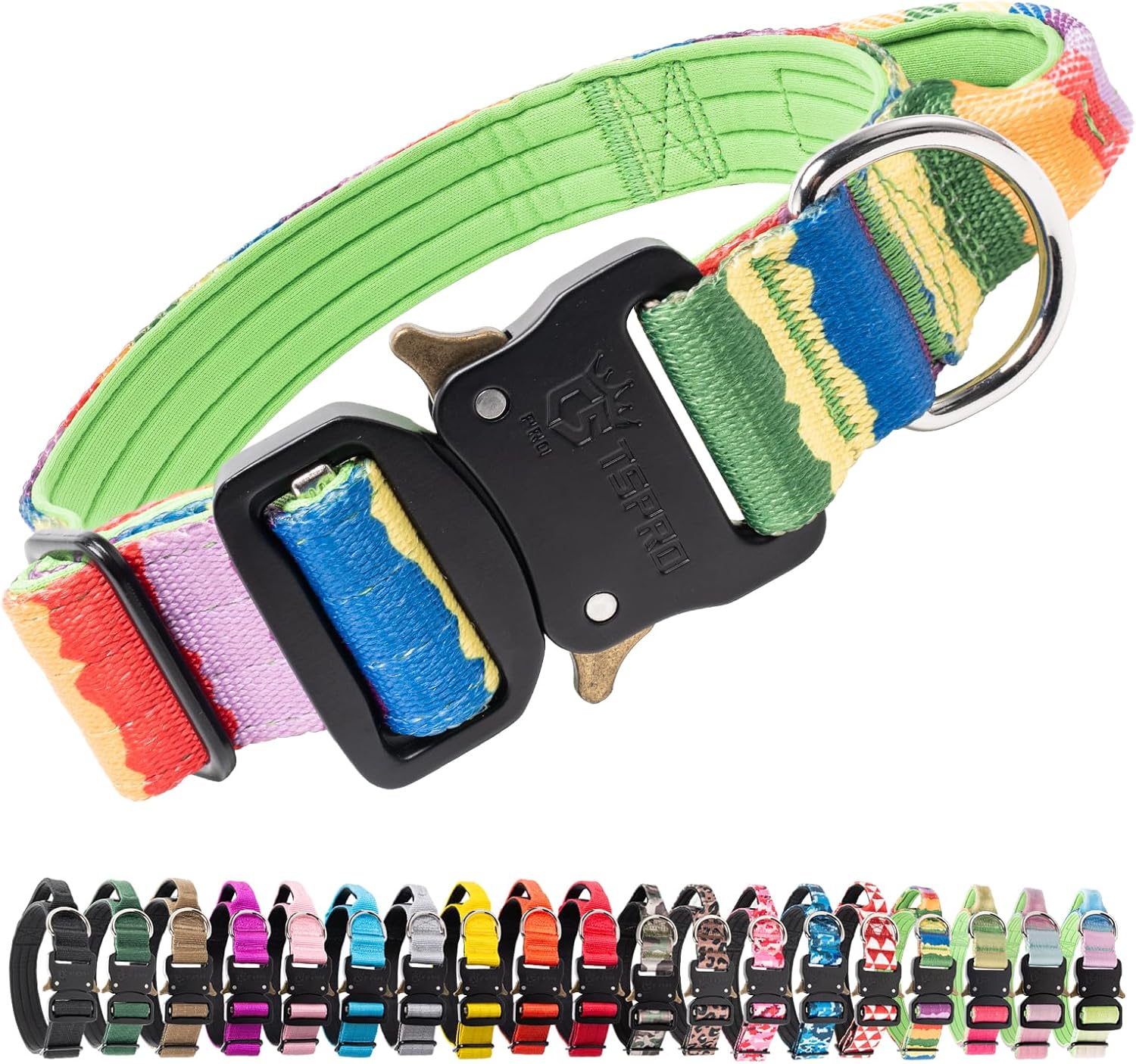 TSPRO Premium Dog Collars Tactical Dog Collar with Handle and Heavy Duty Quick-Release Metal Buckle Durable Thick and Adjustable for Medium to Large Dogs (Orange L) - Image 10