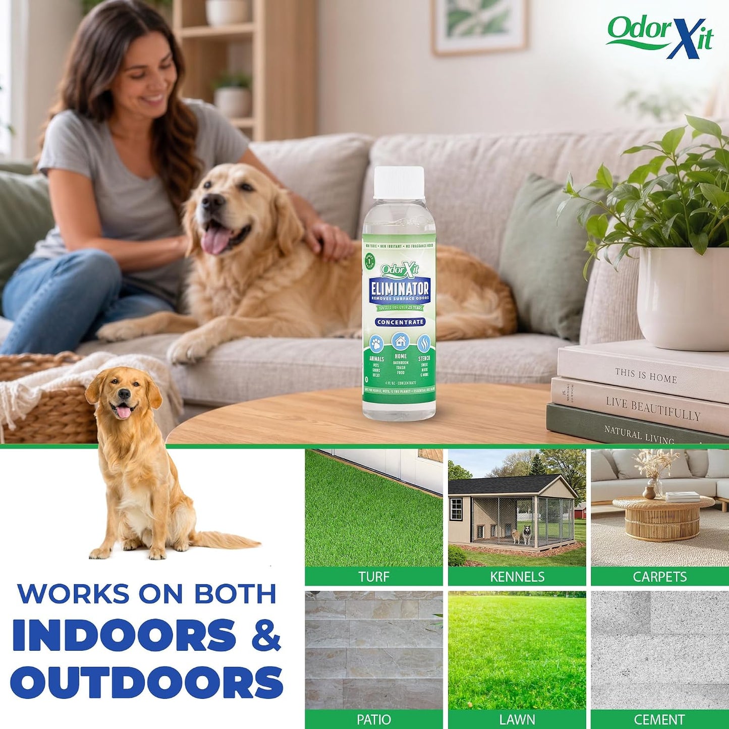 Biodegradable pet poop and pee odor remover packaging details