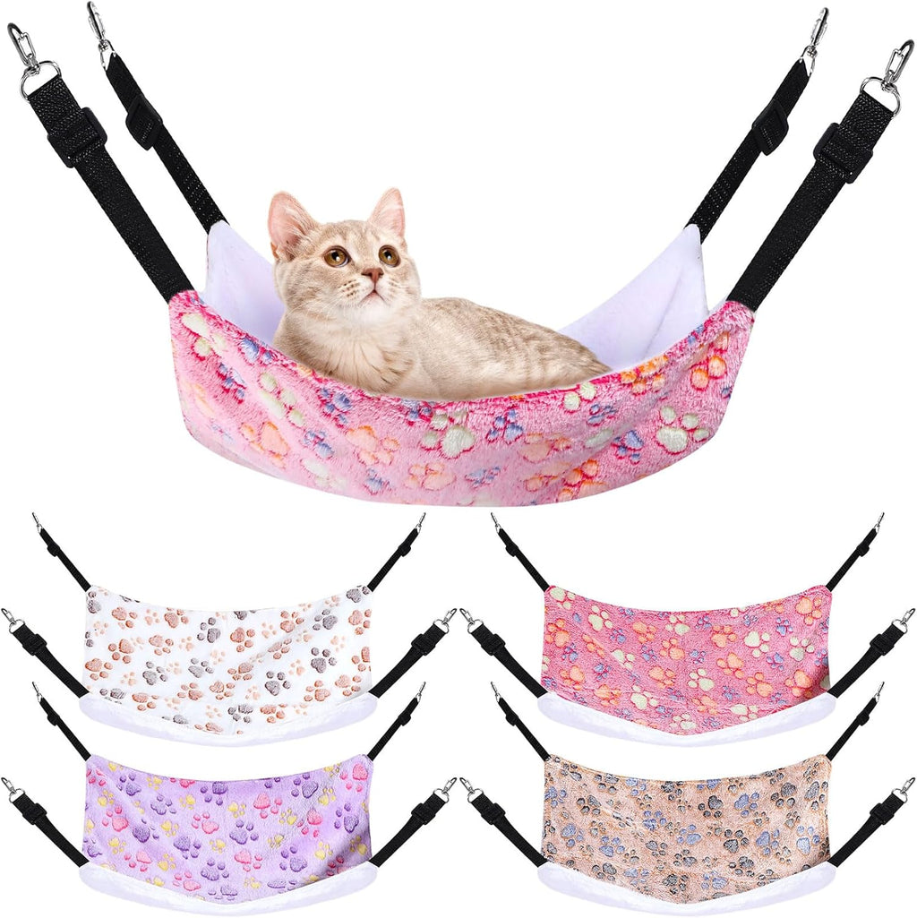 Geelin cat hammock bed front view showing paw pattern and soft fleece texture