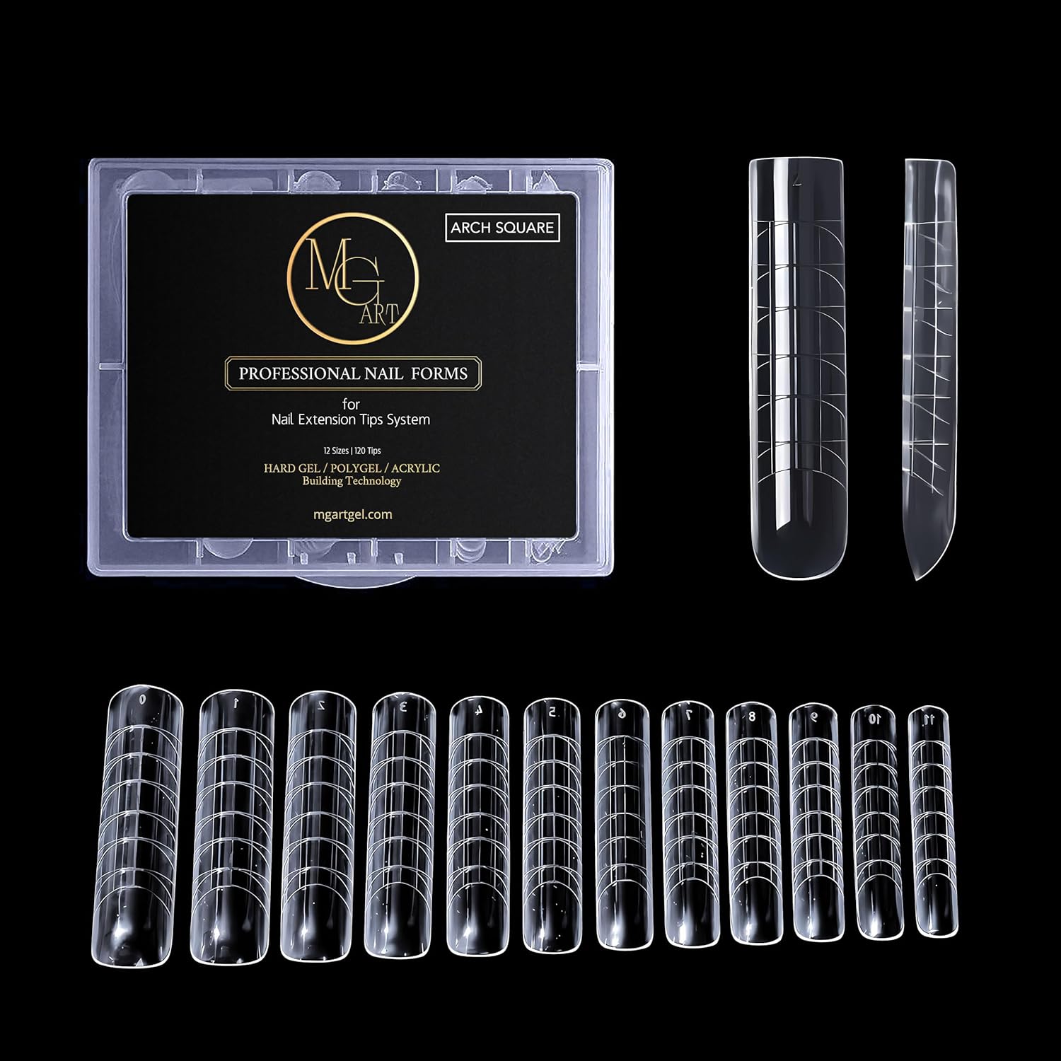 MGart Dual Nail Forms Arch Square front view for professional nail extension