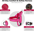 Durable nylon step in dog harness showing night safety reflective lines