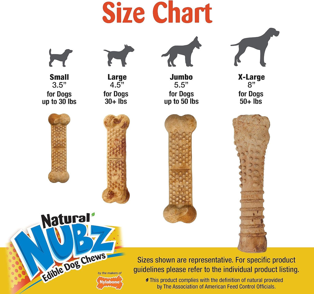 Nylabone Nubz small dog treats being broken in half for portion control demonstration