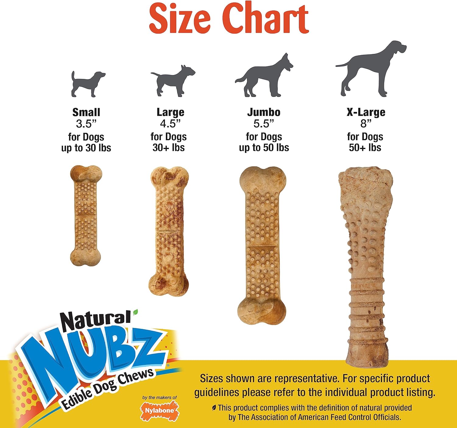 Nylabone Nubz small dog treats being broken in half for portion control demonstration