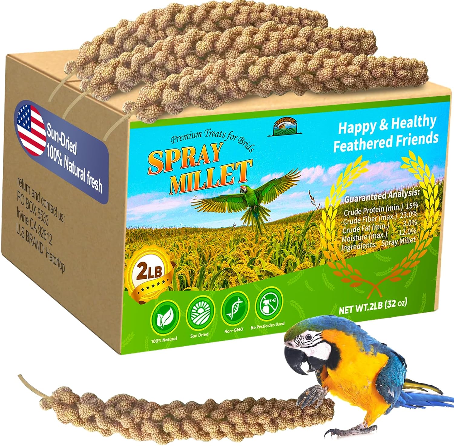Spray Millet for Birds 5LB - All Natural Sun-Dried Healthy Treat, Millet Spray for Parakeets, Parrots, Lovebirds, Cockatiels Food, 100% Non-GMO High Protein Fresh Bird Seed - Image 9