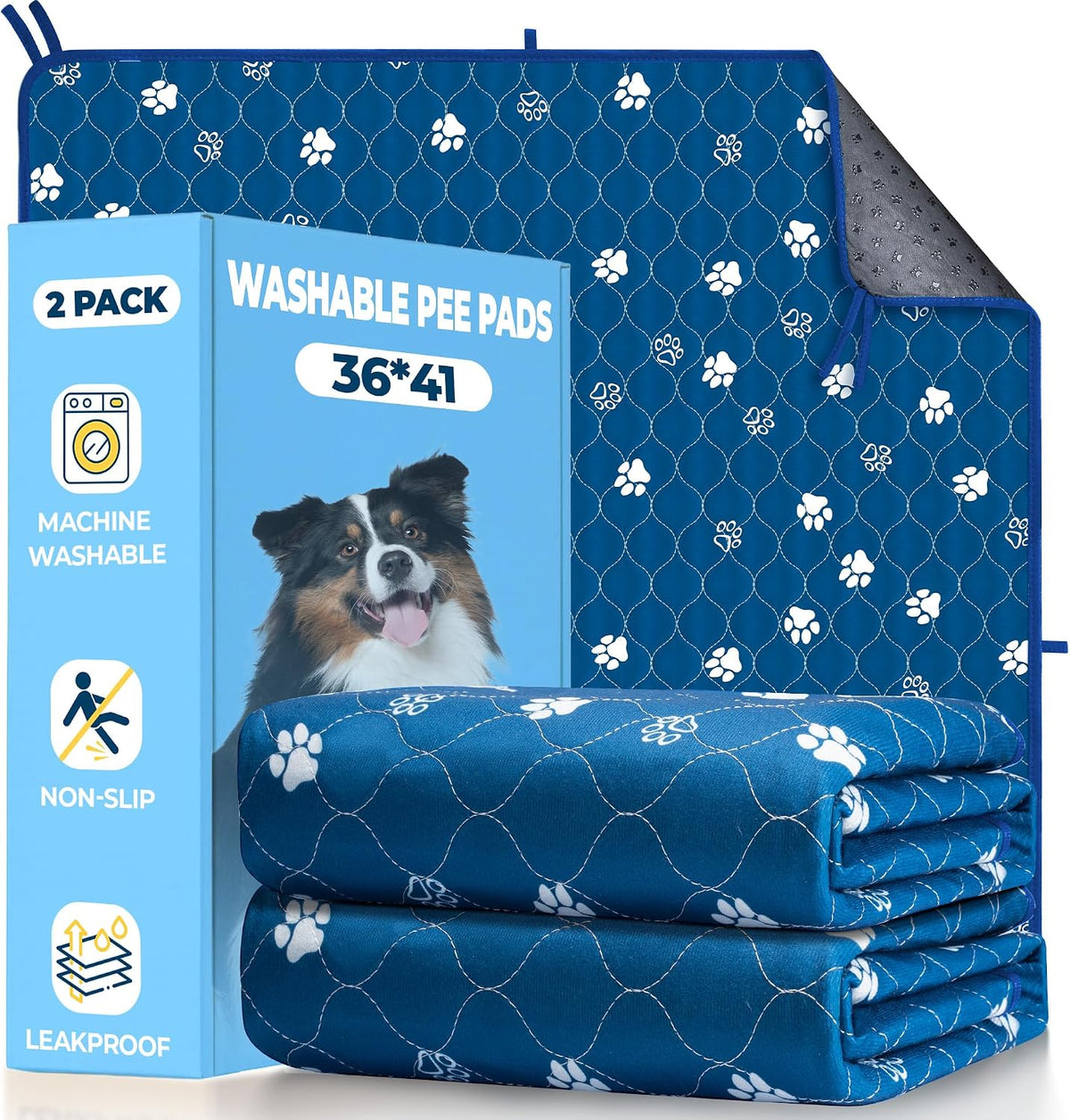 Fostanfly Washable Pee Pads for Dogs, 2 Pack Large 36"x41" Ultra-Absorbent and Leak-Proof Non-Slip Reusable Potty Training Pads for Dogs, Cats, Puppy, Potty Training of Add 8 Lanyards - Image 14