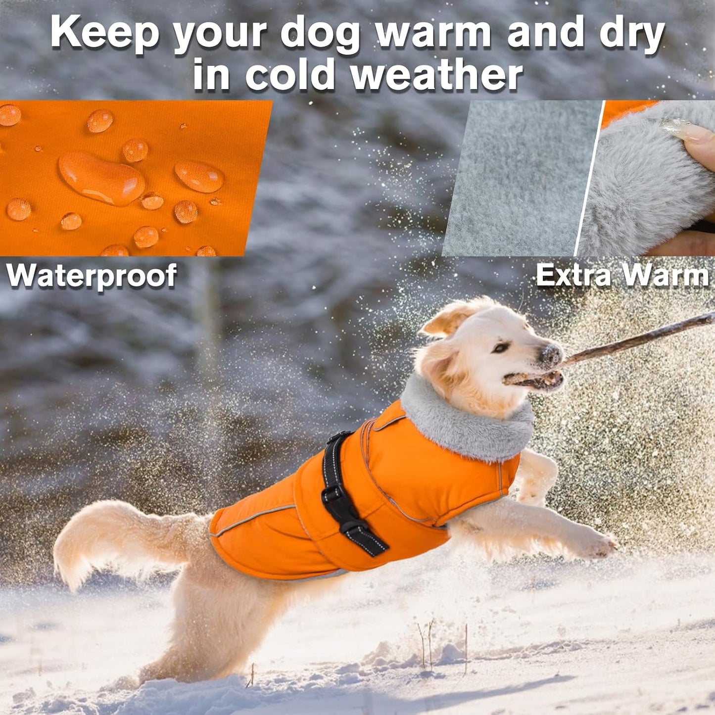 Lelepet fleece lined dog jacket side view