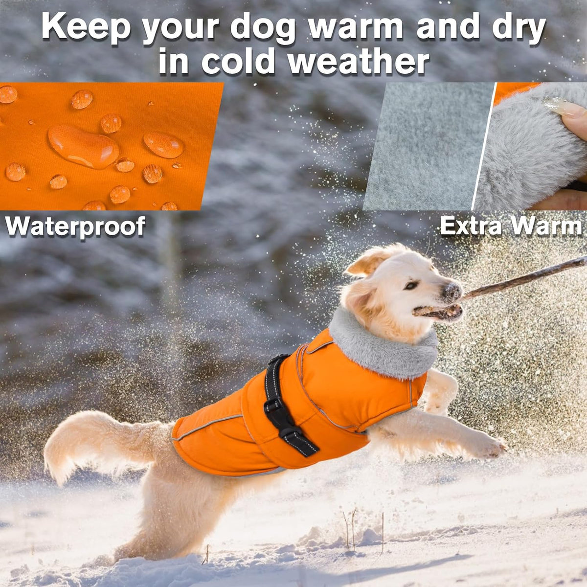 Lelepet fleece lined dog jacket side view