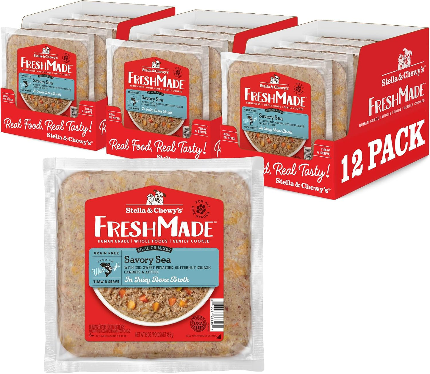 Stella & Chewy's FreshMade Frozen Fresh Grain-Free Chick-a-Lick'n Dog Food, 16-oz Pouch (Pack of 4) - Image 15