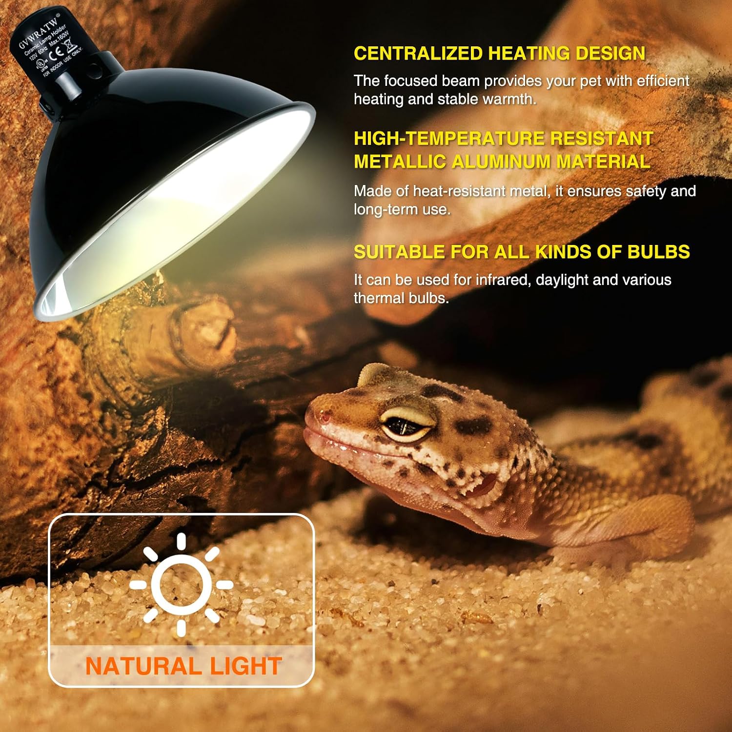 PTSCBS deep dome lamp with integrated E26 ceramic socket for high wattage heat emitters.