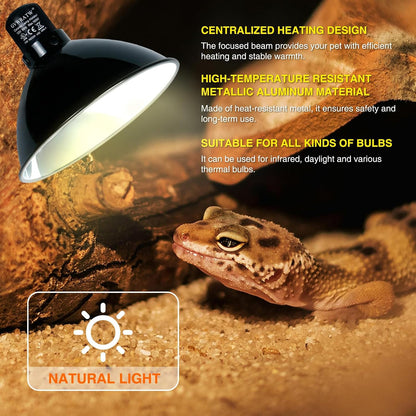 PTSCBS deep dome lamp with integrated E26 ceramic socket for high wattage heat emitters.