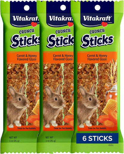 Vitakraft Crunch Sticks Rabbit Treat Carrot and Honey Pack of 6 front view