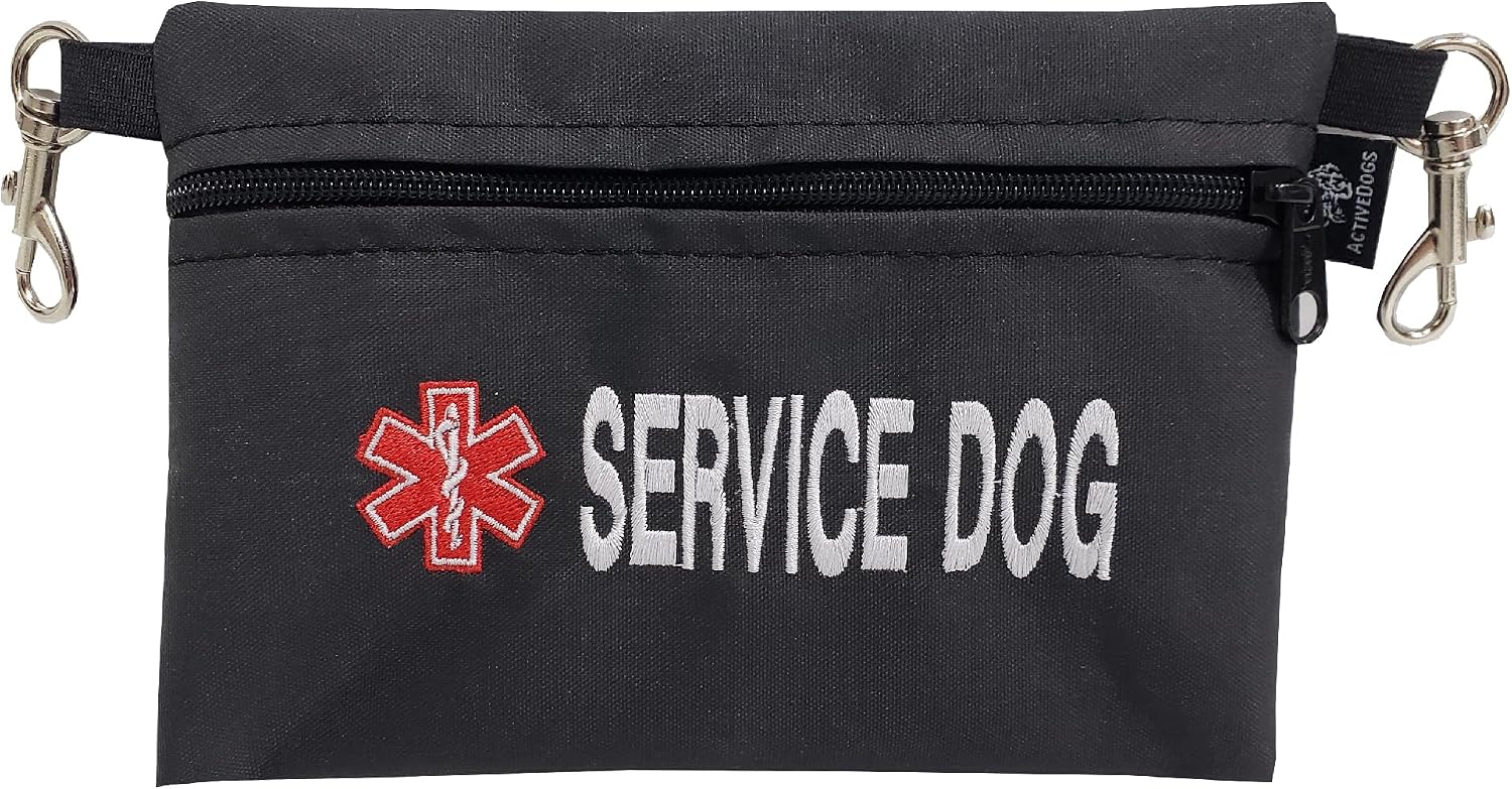 ActiveDogs service dog embroidered pouch front view showing medical alert symbol