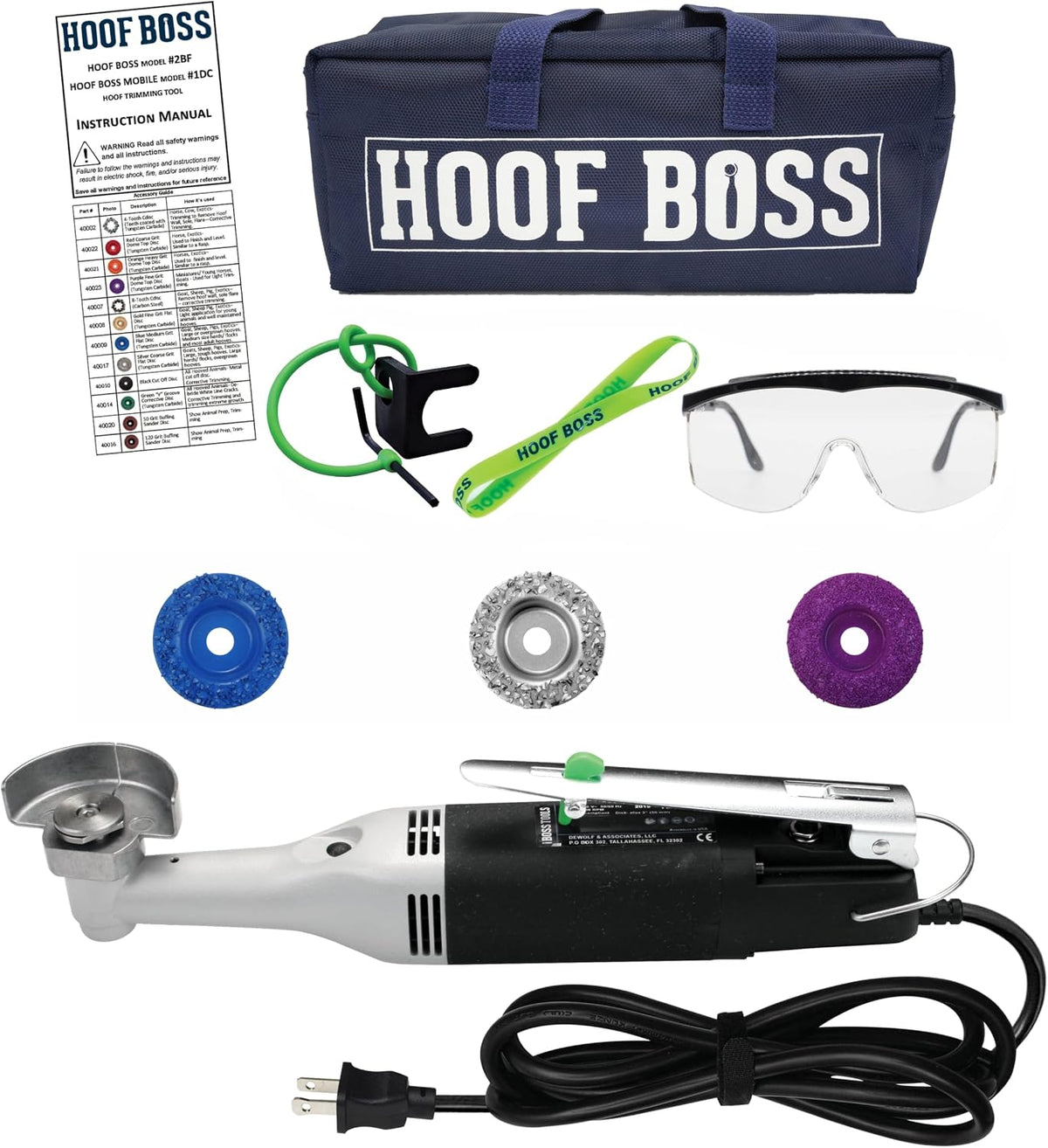 Hoof Boss goat hoof trimmers basic electric set front view authentic livestock grooming kit.