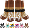 Pupteck anti slip dog socks khaki color front view
