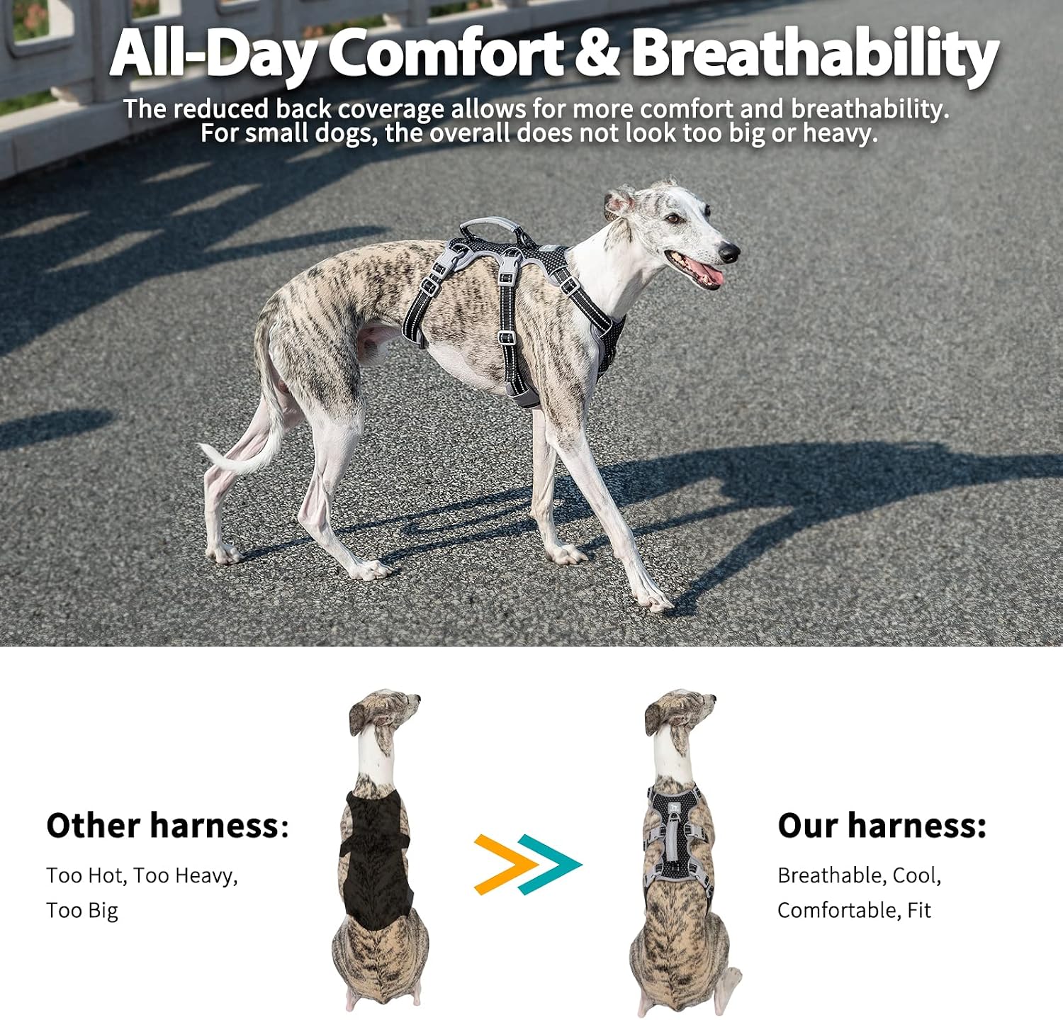 Breathable mesh padded anti escape puppy vest side view