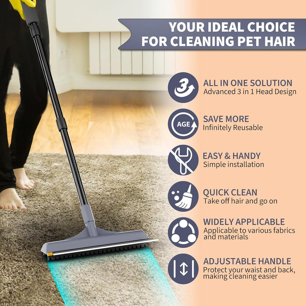 Deep cleaning pet hair removal tool on stairs