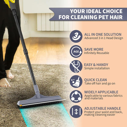 Deep cleaning pet hair removal tool on stairs
