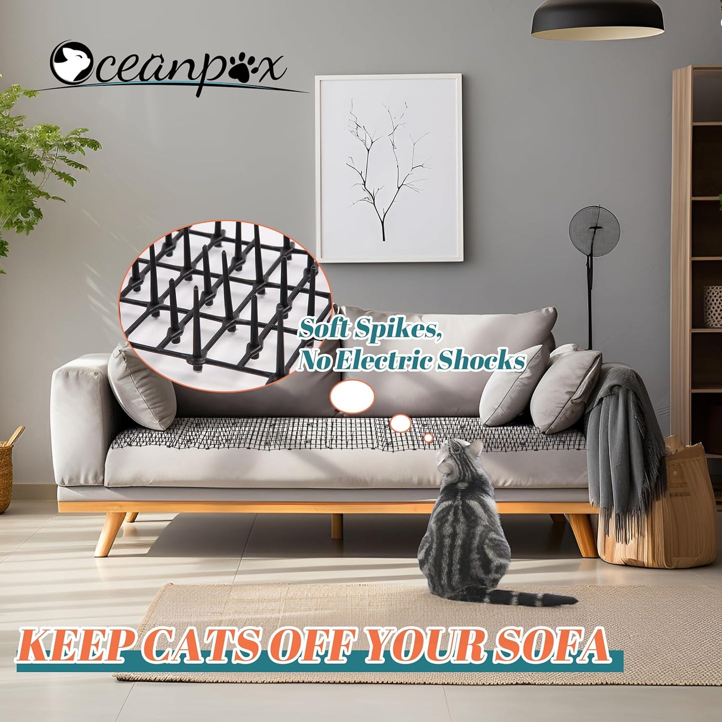 Oceanpax cat deterrent mat placed on a garden bed