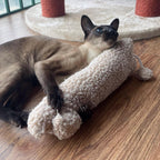 Kitten cuddling with beige Ttcat matatabi kicker toy