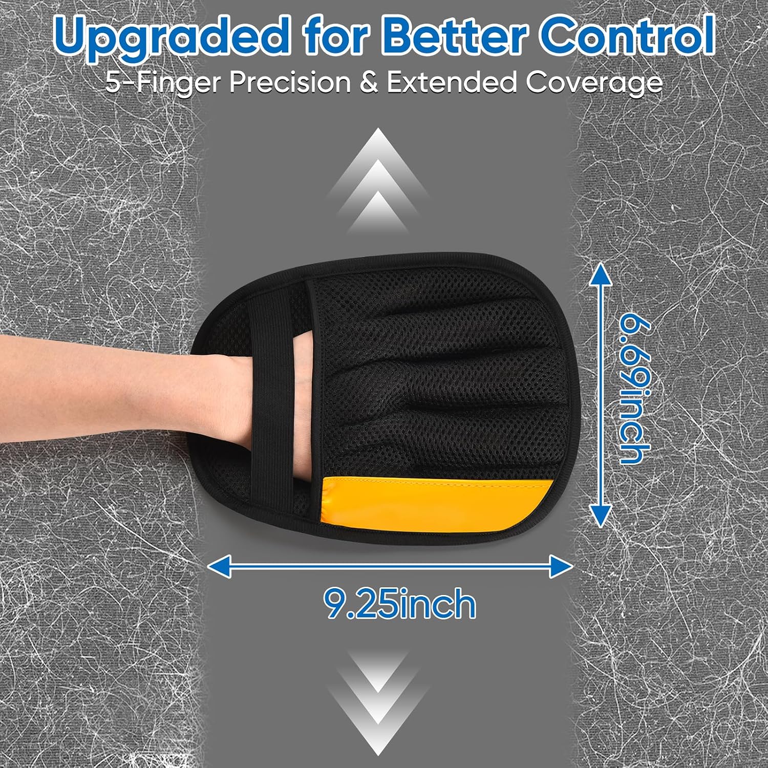 Jimtoiny grooming mitt showing electrostatic palm detail