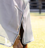 Horseware protective horse sheet side view showing supersized tail flap coverage