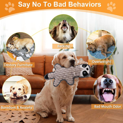 Interactive flat pet toys with built in squeakers and crinkle paper layers