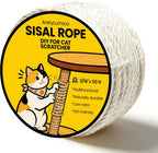Natural Sisal Rope for Cat Scratching Post Replacement - 3/16 Inch x 100 ft, Twine for Repair, Restore & DIY Cat Trees, Towers, Furniture, White - Image 9