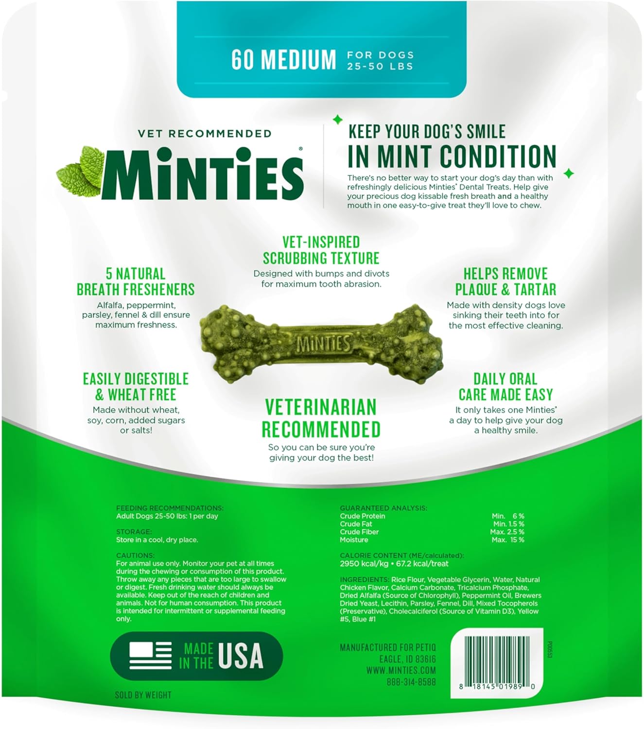 Rudra Retails imported Minties 60 pieces mint flavored daily care pet snacks selection