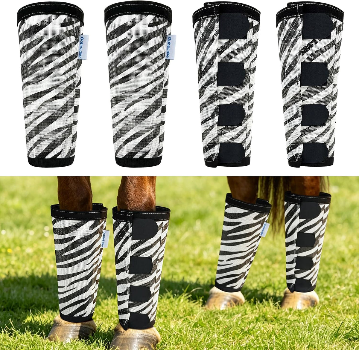 OAHELAKE imported horse fly boots showing structural shape retention stays