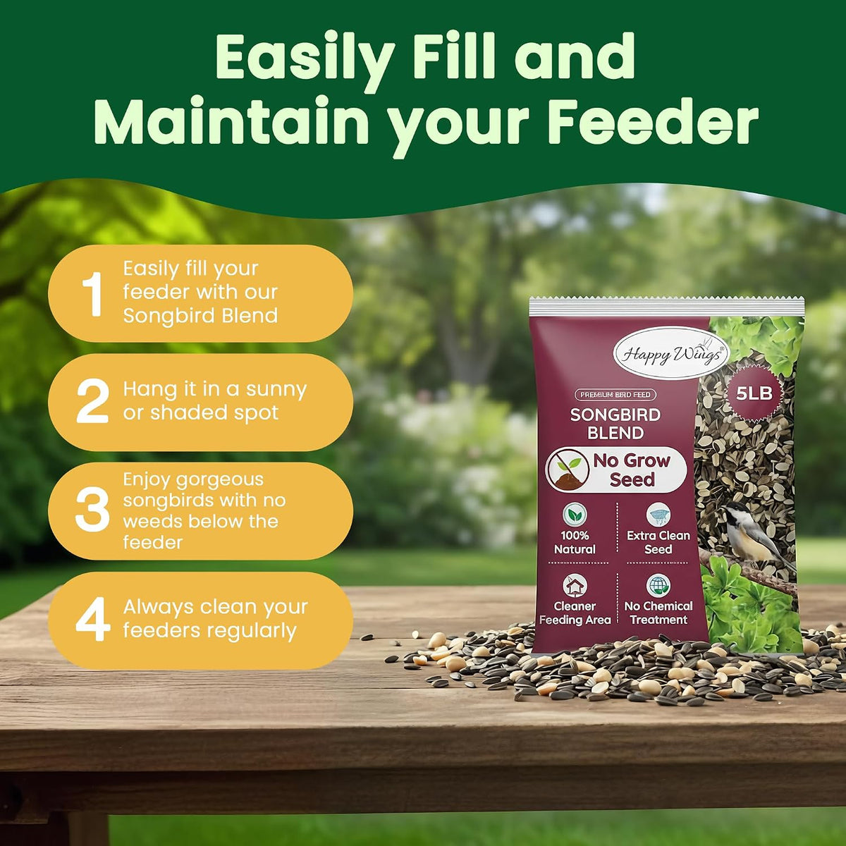 Nutritious wild bird food ingredients showcase