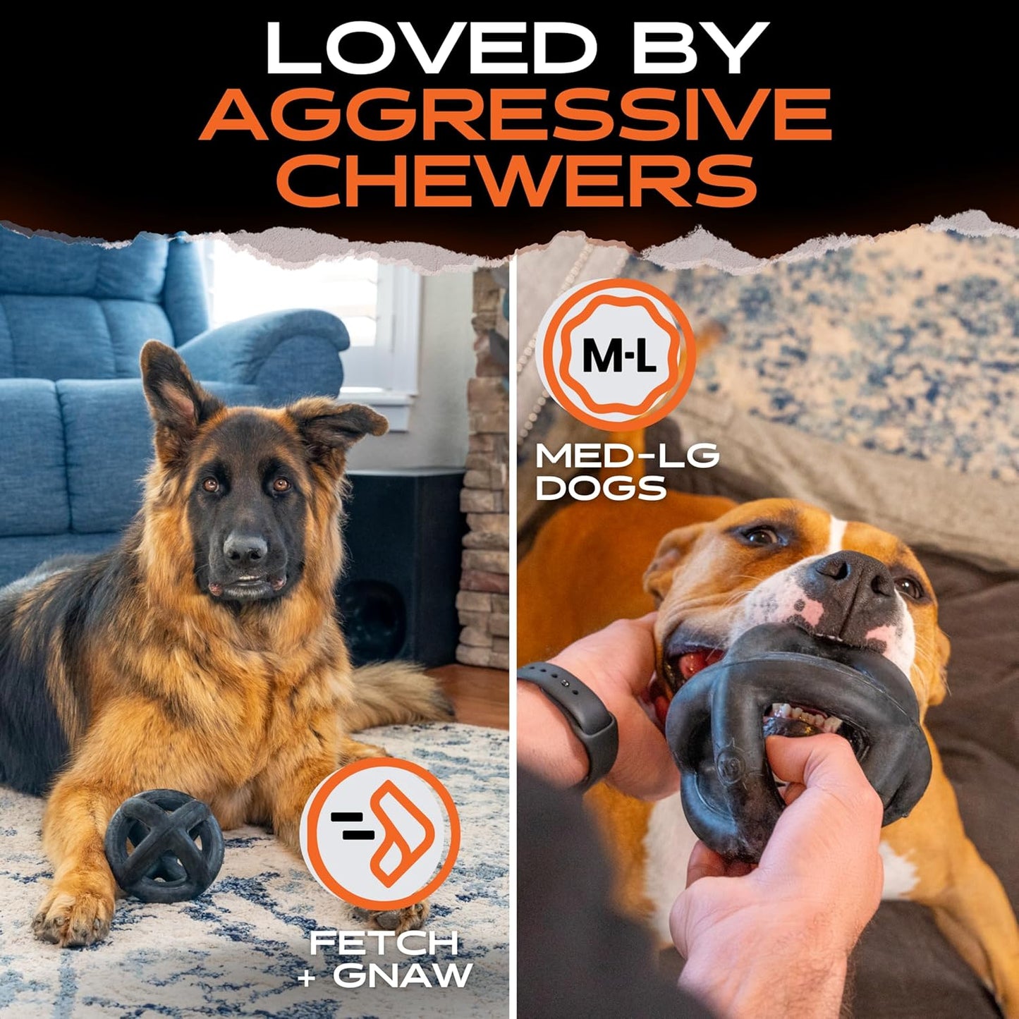 Monster K9 5.5 inch durable dog ball size comparison
