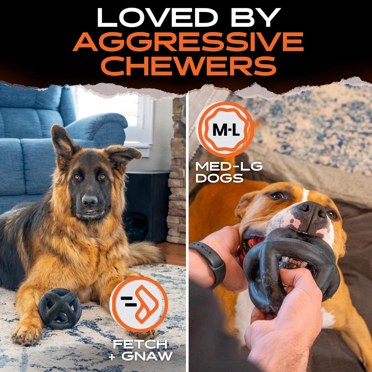 Monster K9 5.5 inch durable dog ball size comparison