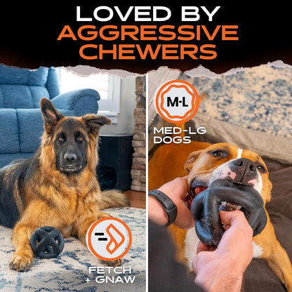 Monster K9 5.5 inch durable dog ball size comparison