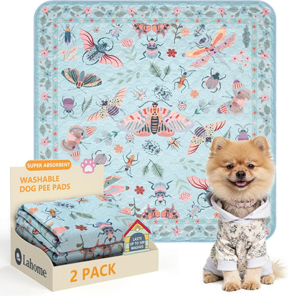 Lahome Washable Reusable Pee Pads for Dogs - Beige Botanical Floral 2 Pack Puppy Pads, Super Absorbent & Waterproof Training Mats for Crate & Floor - Leakproof with Non-Slip Backing (36"x48") - Image 13