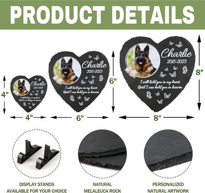 Heart shaped Odb dog memorial stone on display shelf