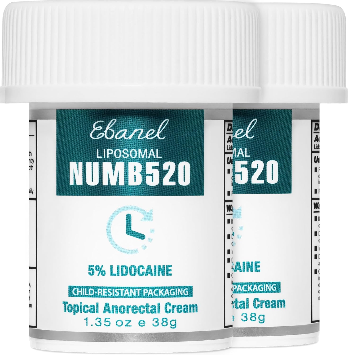 Ebanel 5 percent lidocaine numbing cream front view twin pack jars