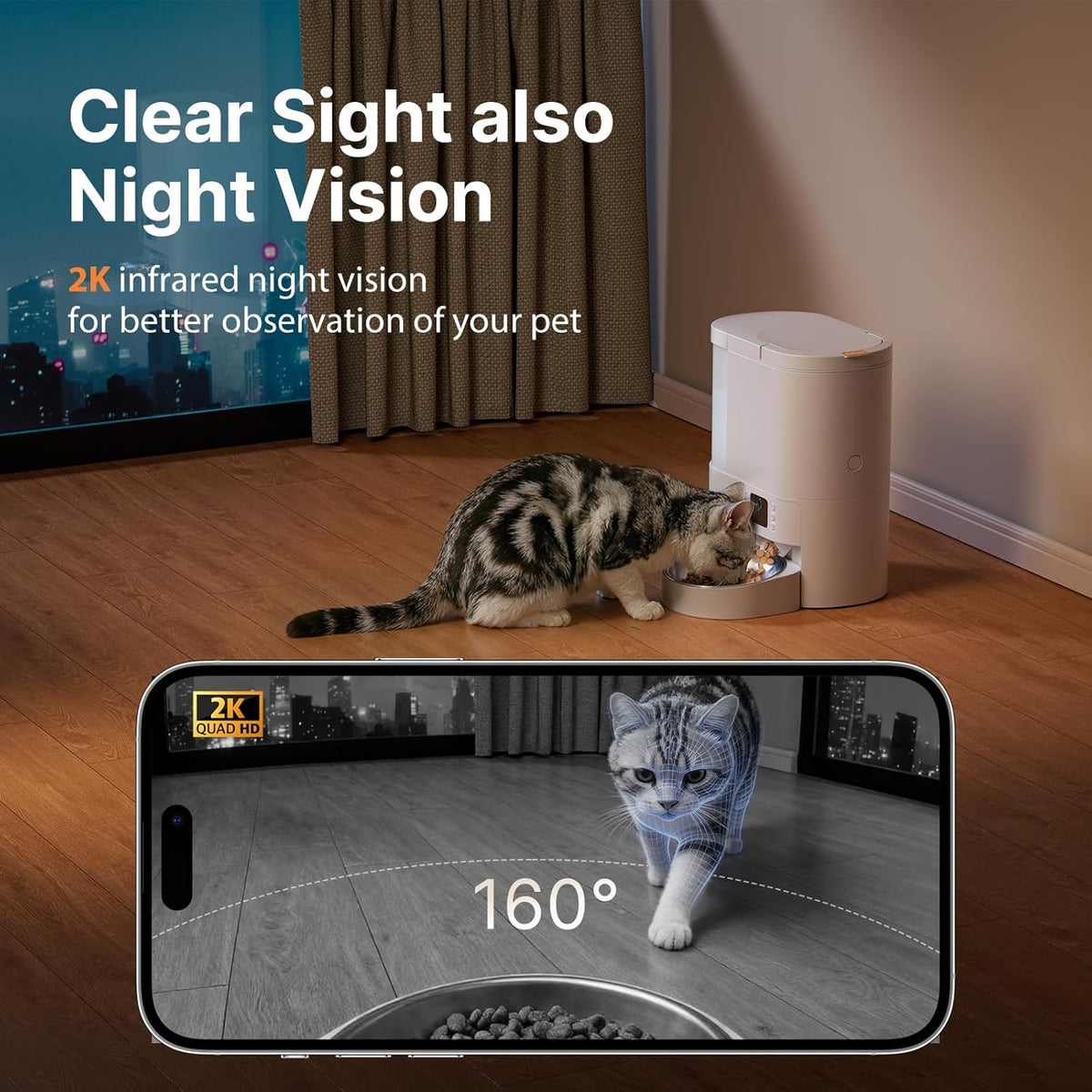 Smart pet feeder application control screen on smartphone device