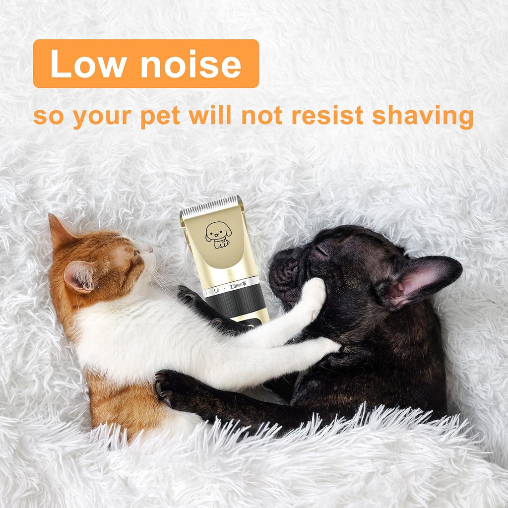 Side view of the ergonomic electric shaver for dogs illustrating the comfortable grip and USB charging port placement.