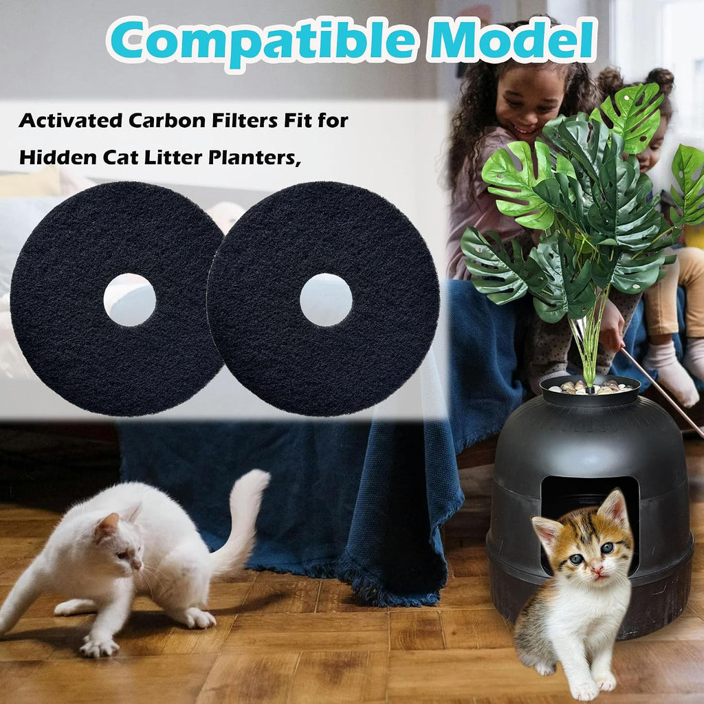 Circular black activated carbon replacement pads for hidden pet litter enclosures
