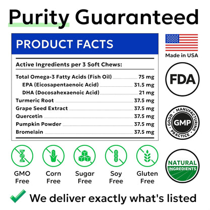 Authentic USA imported dog skin health and coat soft chews