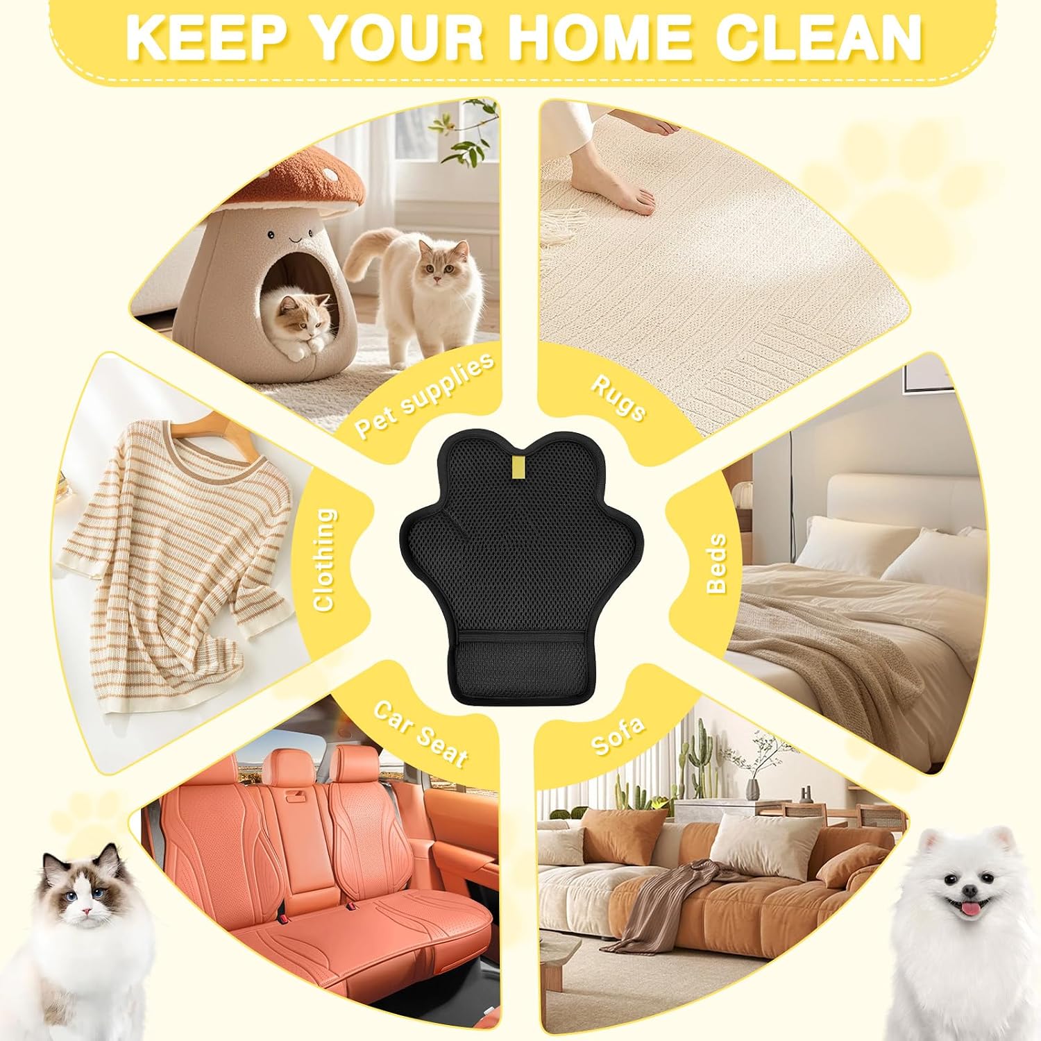 Washing and maintaining reusable pet fur cleaning mitt with water