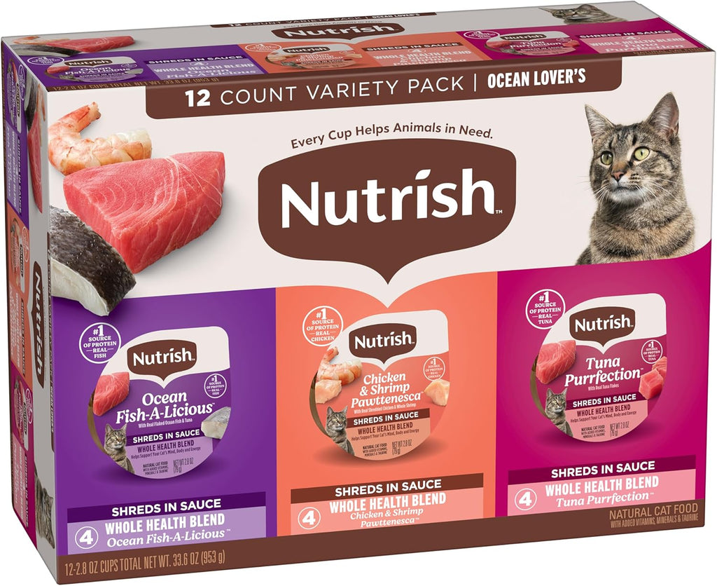 Nutrish Grain Free Ocean Lover's Whole Health Blend Variety Pack Wet Cat Food, 2.8 oz. Cup, 12 Count (Rachael Ray) - Image 13