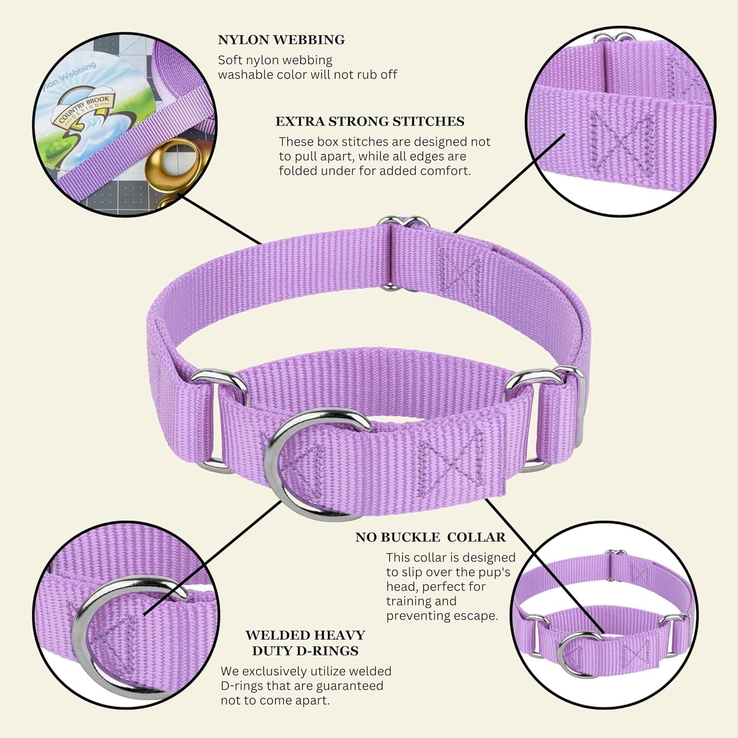 Country Brook Design medium size pet collar for training and daily walks
