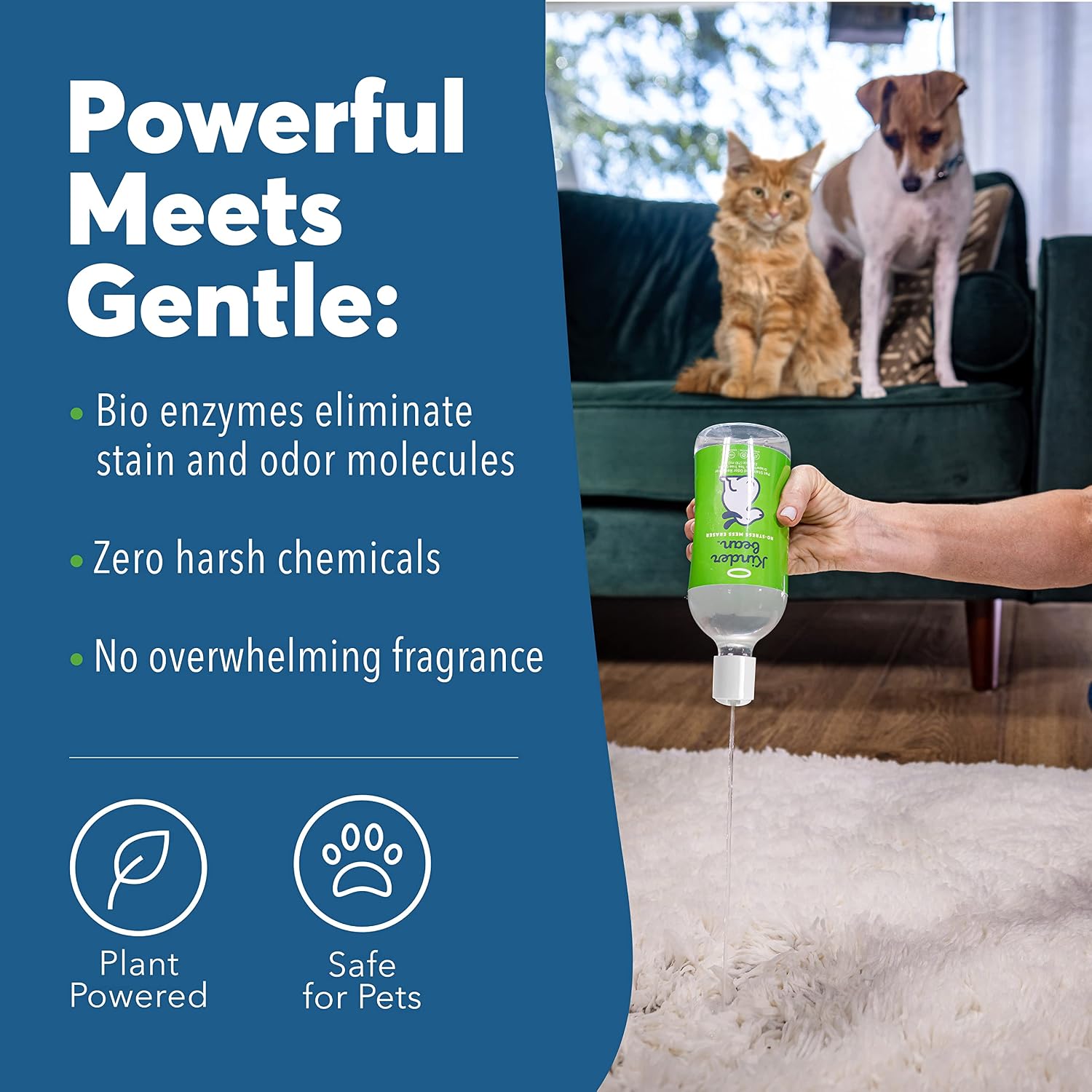 Kinderbean pet laundry and carpet cleaning enzyme solution bottle
