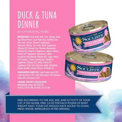 Healthy cat eating Soulistic duck and tuna dinner
