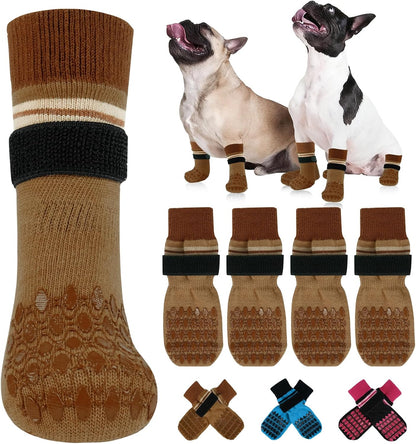 Kuoser Non Slip Dog Socks for Hardwood Floors, 4Pack Anti-Slip Dog Grippy Socks to Prevent Licking Paws, Dogs Booties Paw Protectors with Double-Sided Traction for Small Medium Large Senior Dogs, XS - Image 14