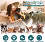 Demonstration of cat deterrent spray applied to fabric sofa.
